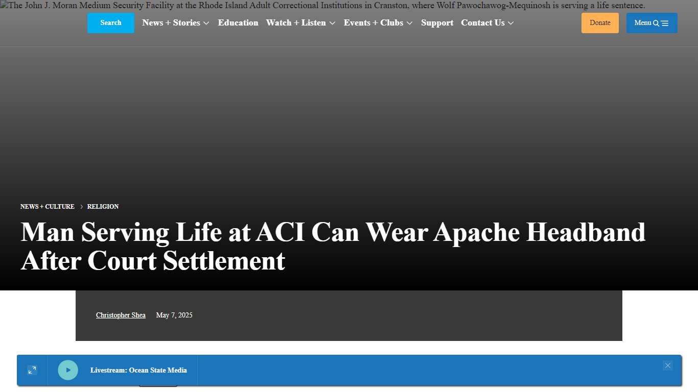 Man Serving Life at ACI Can Wear Apache Headband After Court Settlement - Ocean State Media