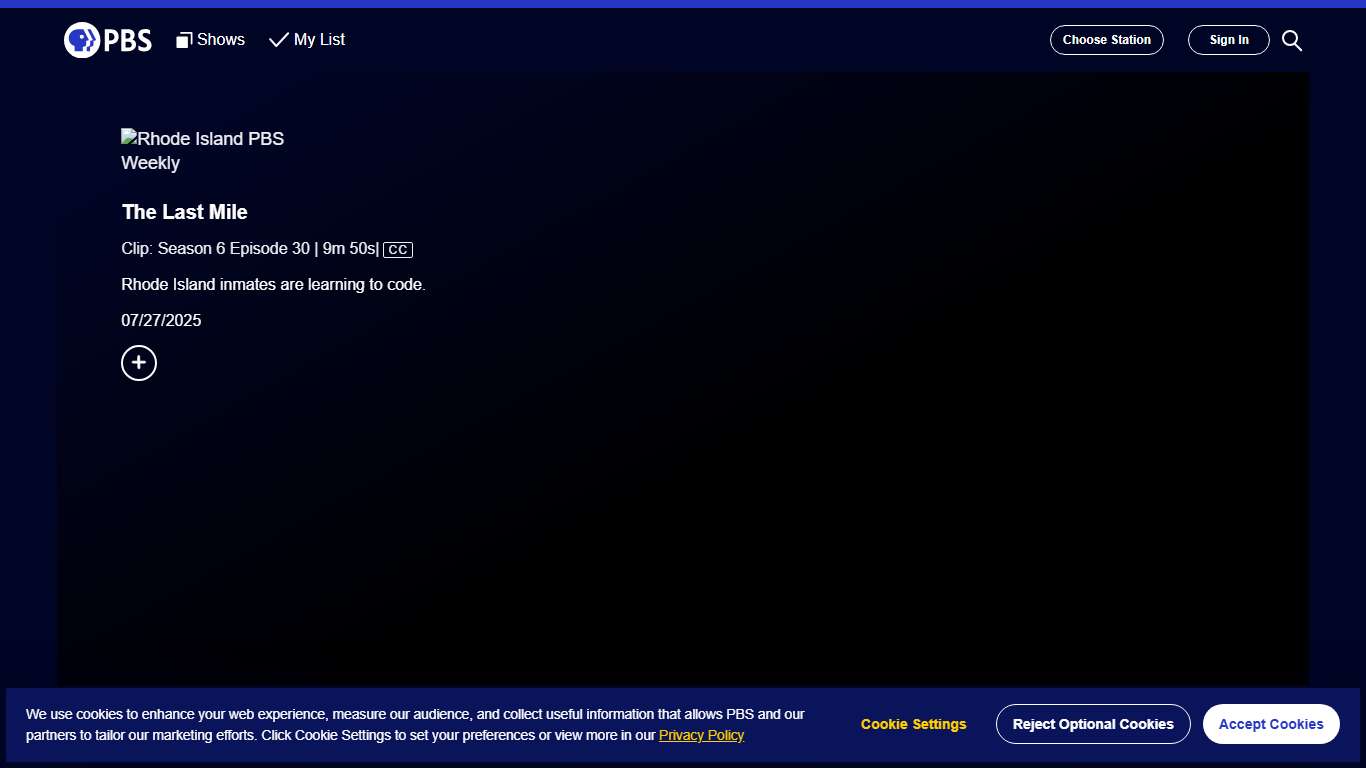 Rhode Island PBS Weekly The Last Mile Season 6 Episode 30 PBS