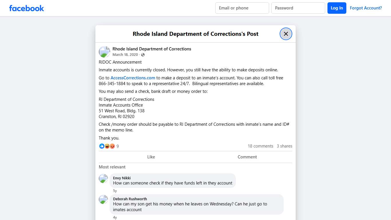 RIDOC... - Rhode Island Department of Corrections Facebook