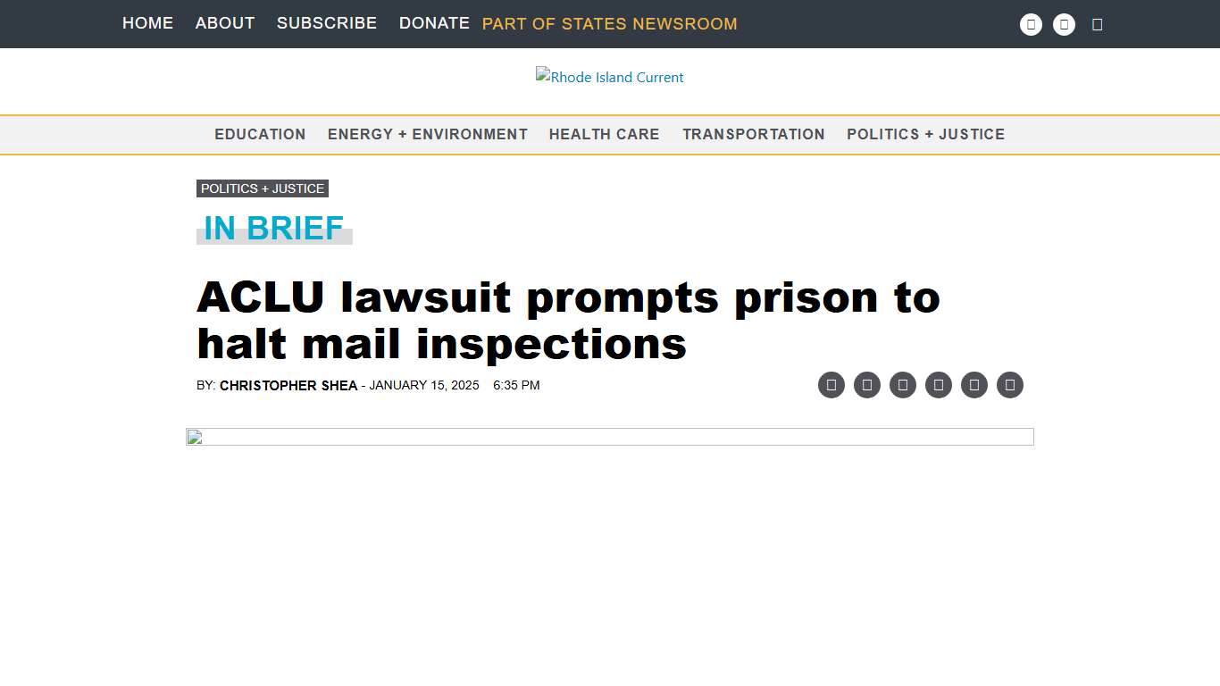 ACLU lawsuit prompts prison to halt mail inspections • Rhode Island Current